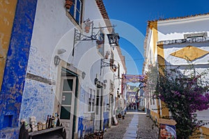 Street in Obidos town, Portugal