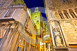 Street od Old Split stone architecture evening view