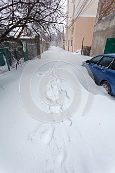 Street in Odessa after snow storm