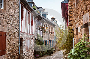 Street old Breton town Treguier, France