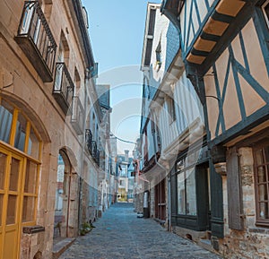 Street old Breton town Vitre, France