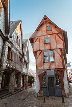 Street old Breton town Vitre, France