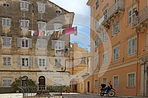 Street with old buildings Corfu town