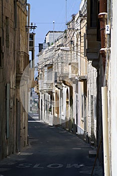 The street of the old city of the capital of Malta, Valletta