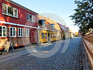 Street with old house, Koege Denmark