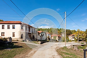 Street with old houses in Akritas village, Florina, Greece