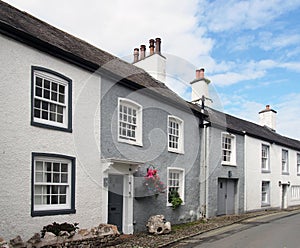 Street of old picturesque houses in the village of cartmel in cumbria