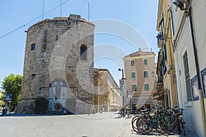 Street of the old town of Alghero, Sardinia, Italy