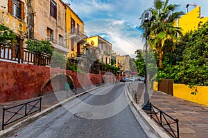 Street in the old town of Chania, Crete, Greece. Charming streets of Greek islands, Crete. Beautiful street in Chania, Crete