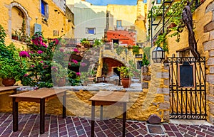 Street in the old town of Chania, Crete, Greece. Charming streets of Greek islands, Crete. Beautiful street in Chania, Crete