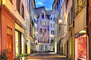 Street in the old town of Chur, Switzerland