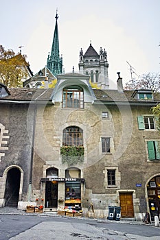 Street in Old town of Geneva, Switzerland