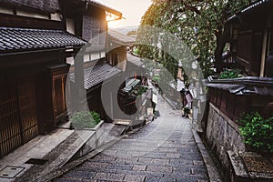 Street in old town of Higashiyama, Kyoto, Japan