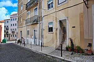 Street in old town of Lisbon, Portugal