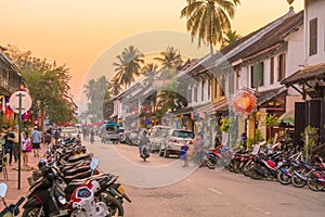 Street in old town Luang Prabang photo