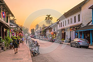 Street in old town Luang Prabang photo