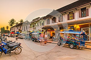 Street in old town Luang Prabang photo