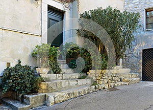 Street in the old town Mougins in France.