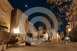 Street in the old town Mougins in France. Night view