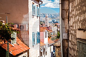 Street of Old Town Split in Dalmatia, Croatia