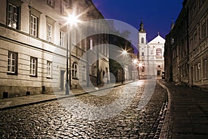 The street of the old town in Warsaw