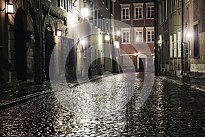 The street of the old town in Warsaw