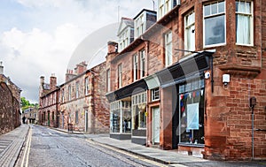 Street with old typical  houses,  Melrose, Scottish Borders,Scotland, United Kingdom