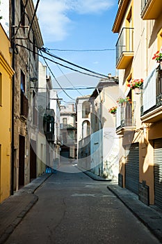 Street in ordinary Catalan town. Banyoles