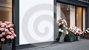 street outdoor view of a generic flower or roses shop display welcome window wZ