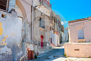 Street panorama in the old medieval city of Italy.