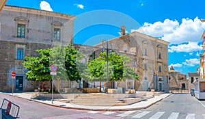 Street panorama in the old medieval city of Italy.