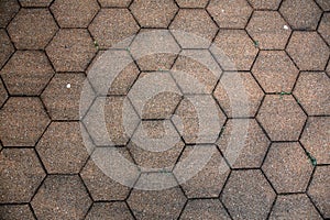 Street pavement with hexagonal polyhedron blocks