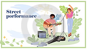 Street performance of acoustic music band landing page