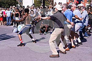 Street Performers Entertain Crowd in Washington Square Park, NYC