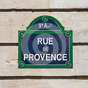 Street plate of Rue de Provence