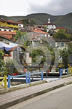Street in Pogradec town. Albania