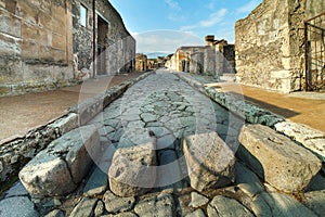 Street in Pompei ruins, Italy. photo