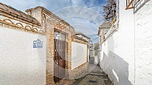 Street in the popular neighborhood of Albaicin in the city of Granada, in Andalusia, Spain