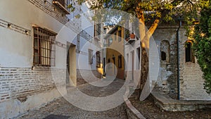 Street in the popular neighborhood of Albaicin in the city of Granada, in Andalusia, Spain