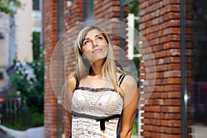 Street portrait of attractive woman