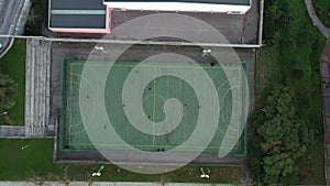 Street public mini football court aerial view
