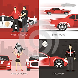 Street Racing Cocept 4 Flat Icons