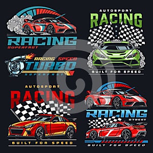 Street racing colorful set flyers
