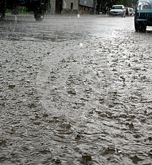 Street in rainy day