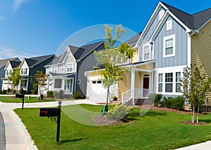 Street of residential houses photo