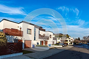 Street of residential modern houses