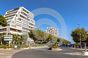 Street with resorts in city of La Grande Motte