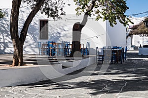 Street restaurant in Mediteranean Folegandros island, Cyclades, Greece