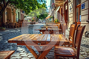 Street Restaurant Table, Empty Cafe Tables, Bar Terrace, Outdoor Restaurants, Outside Trattoria