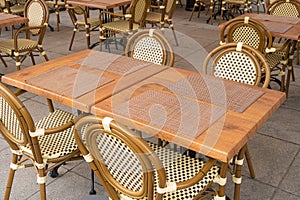 Street Restaurant Table, Empty Cafe Tables, Bar Terrace, Outdoor Restaurants, Outside Trattoria photo